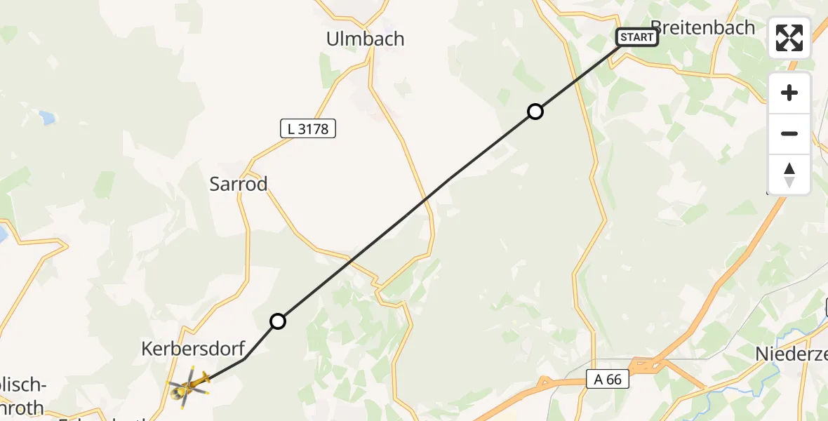 Flugroute Rettungshubschrauber Schlüchtern - Bad Soden-Salmünster, 08 August 2026, 07:56