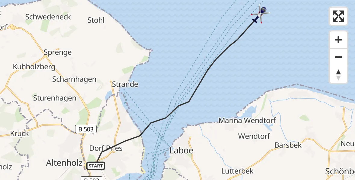 Flugroute Polizeihubschrauber Kiel - Kiel, 08 August 2026, 09:26