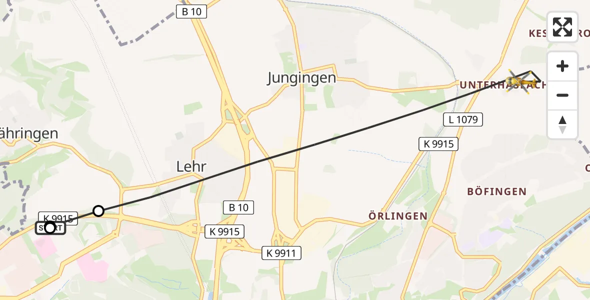 Flugroute Rettungshubschrauber Ulm Military Hospital Emergency - Ulm, 08 August 2026, 09:36