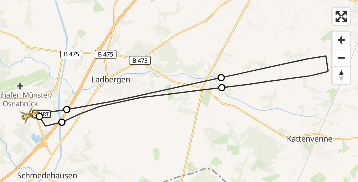 Flugroute Ambulanzhubschrauber Greven - Christoph  Westfalen-ADAC, 08 August 2026, 10:16
