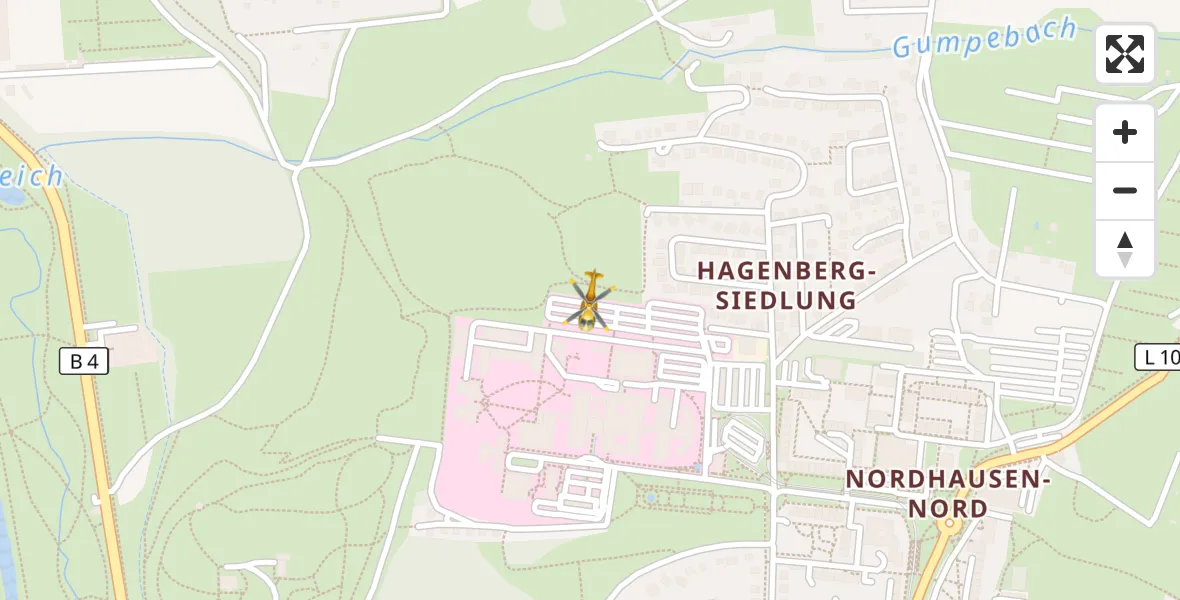Flugroute Rettungshubschrauber Südharz Hospital Nordhausen - Südharz Hospital Nordhausen, 08 August 2026, 11:17