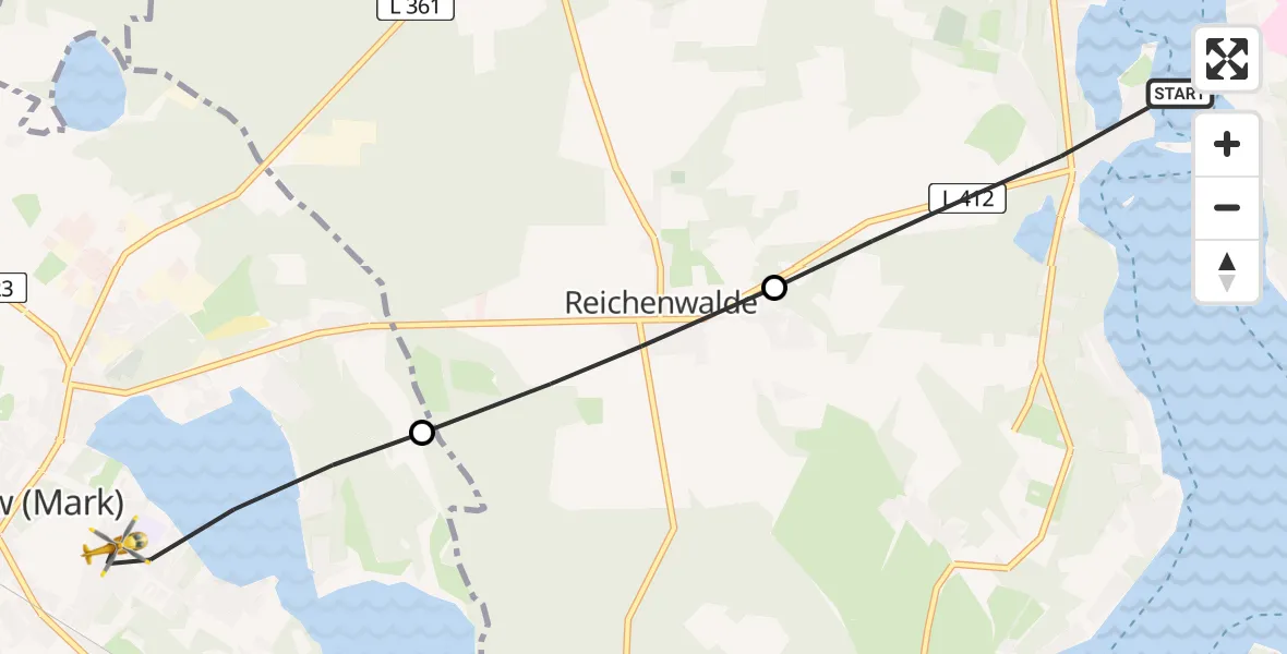 Flugroute Rettungshubschrauber Bad Saarow - Storkow (Mark), 08 August 2026, 11:50