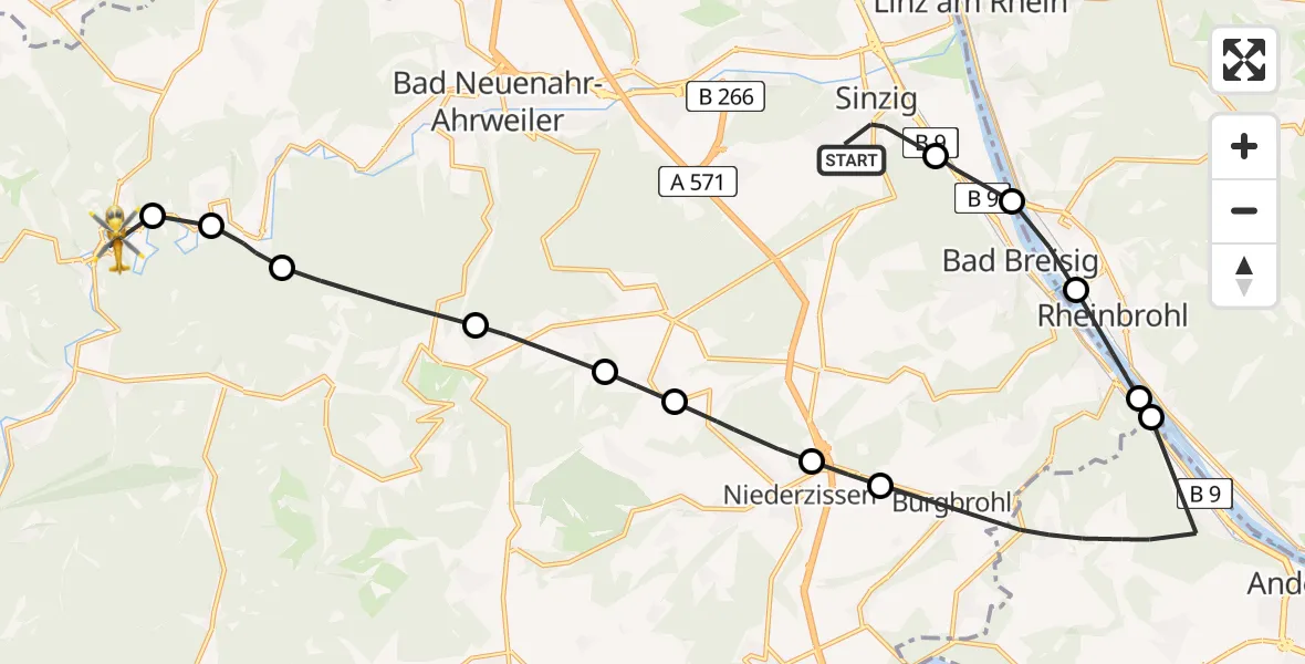 Flugroute Rettungshubschrauber Sinzig - Altenahr, 08 August 2026, 12:16