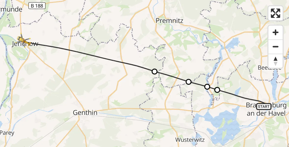 Flugroute Rettungshubschrauber Brandenburg an der Havel - Jerichow, 08 August 2026, 12:28