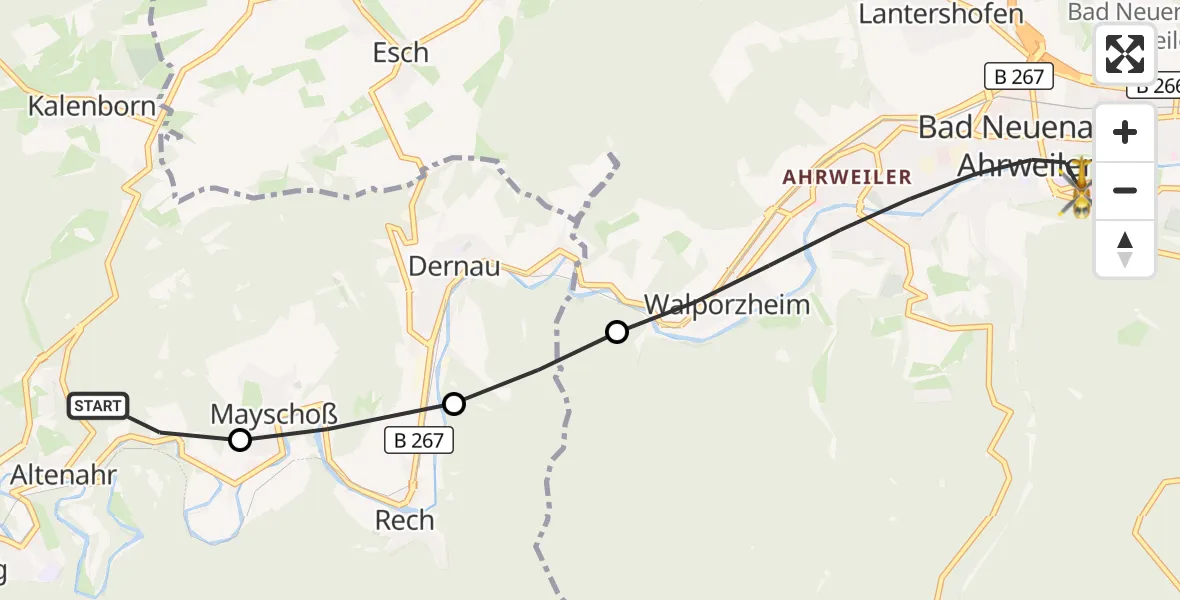 Flugroute Rettungshubschrauber Altenahr - Bad Neuenahr-Ahrweiler, 08 August 2026, 13:18
