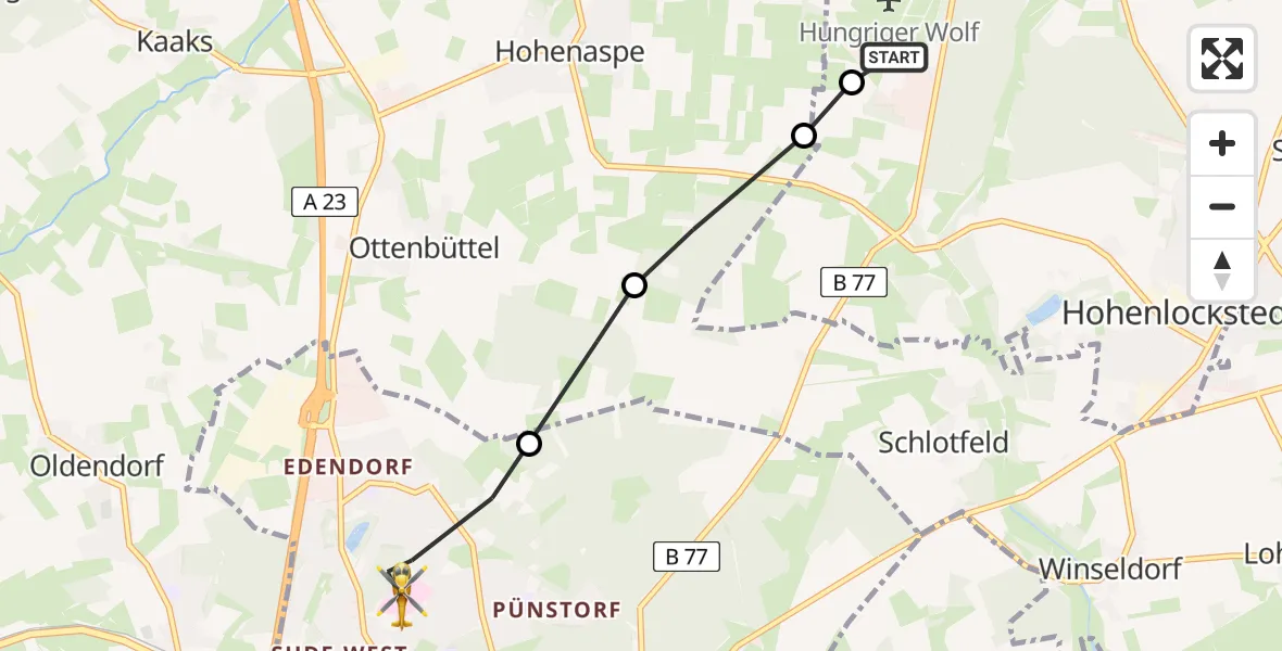Flugroute Rettungshubschrauber Itzehoe Hungriger Wolf Flugplatz - Itzehoe, 08 August 2026, 14:06