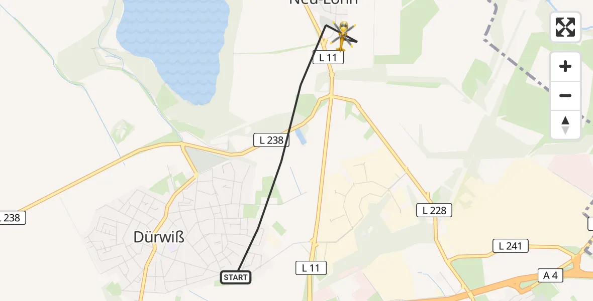 Flugroute Rettungshubschrauber Eschweiler - Eschweiler, 08 August 2026, 14:08