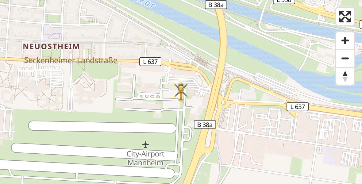 Flugroute Rettungshubschrauber Mannheim-City Flughafen - Mannheim-City Flughafen, 08 August 2026, 14:15