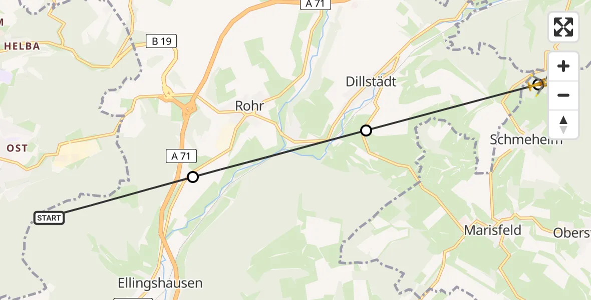 Flugroute Rettungshubschrauber Ellingshausen - Schmeheim, 08 August 2026, 14:41