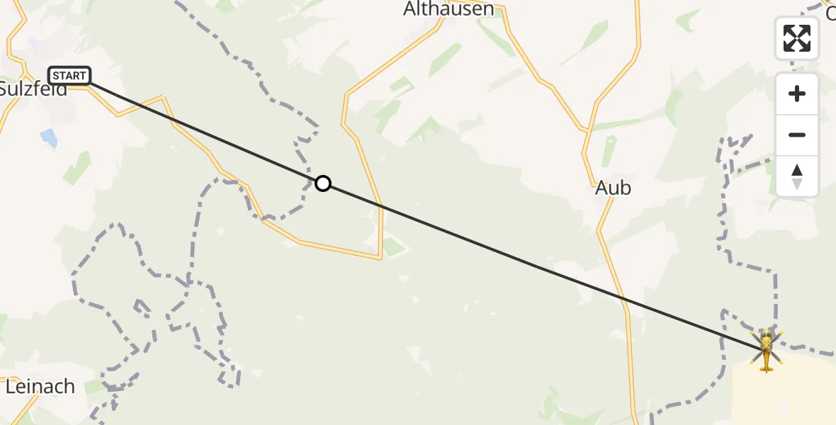 Flugroute Rettungshubschrauber Sulzfeld - Bundorf, 08 August 2026, 14:49