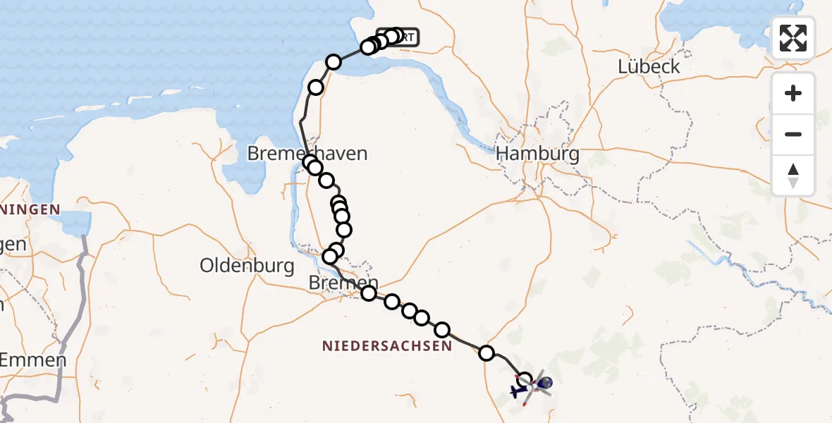 Flugroute Polizeihubschrauber Sankt Michaelisdonn Flugplatz - Winsen (Aller), 08 August 2026, 15:08