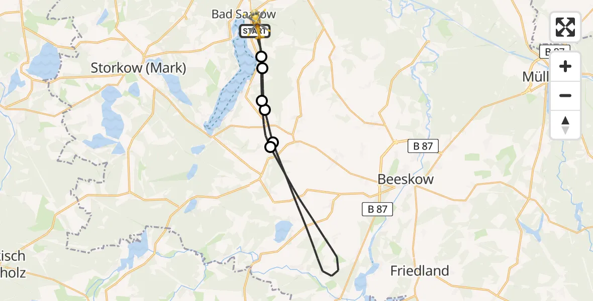Flugroute Rettungshubschrauber Bad Saarow - Bad Saarow, 08 August 2026, 15:39