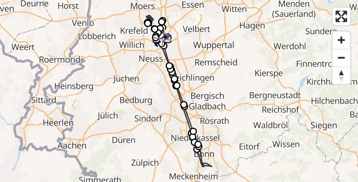 Flugroute Polizeihubschrauber Düsseldorf Flughafen - Düsseldorf Flughafen, 08 August 2026, 17:38