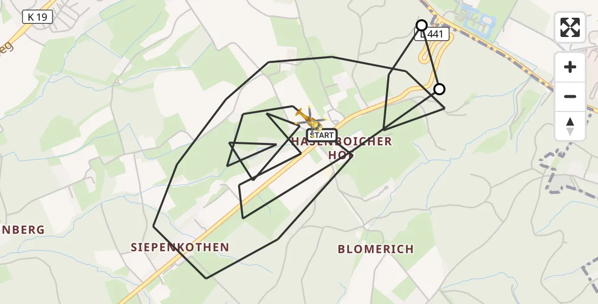 Flugroute Rettungshubschrauber Ratingen - Ratingen, 08 August 2026, 18:23