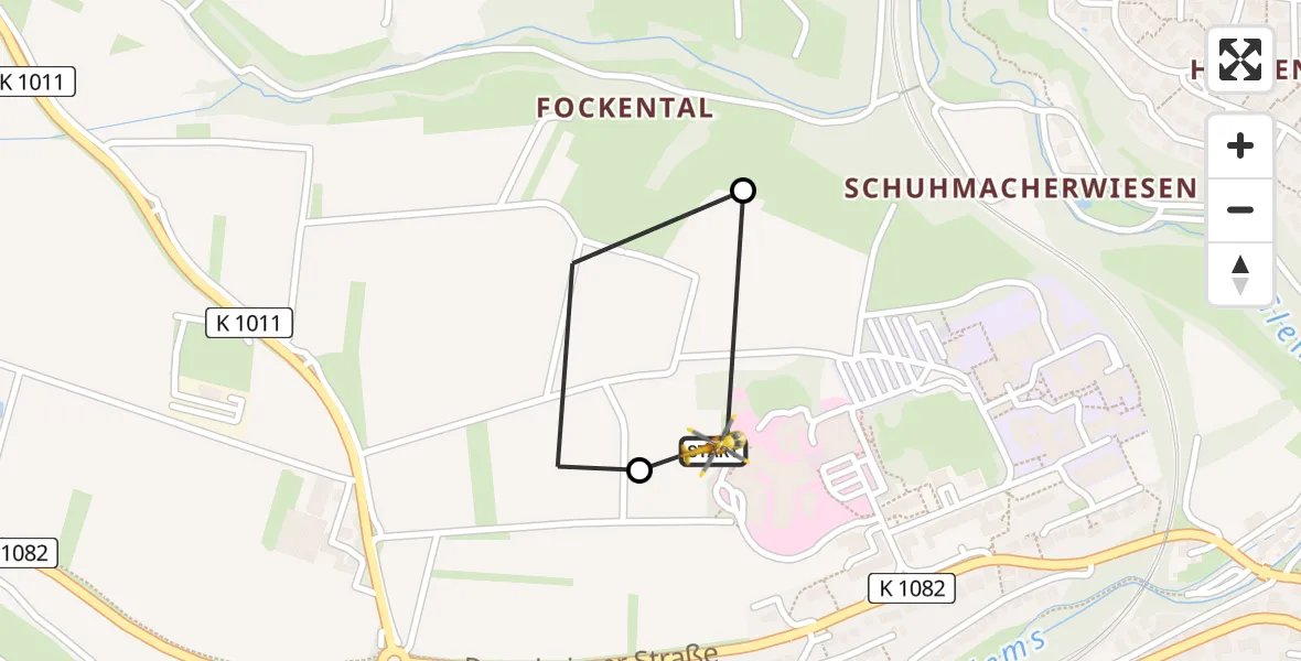 Flugroute Rettungshubschrauber Leonberg Hospital - Leonberg Hospital, 08 August 2026, 19:34