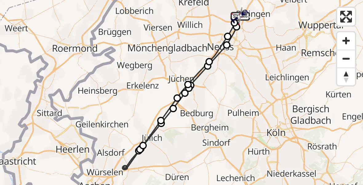 Flugroute Polizeihubschrauber Düsseldorf Flughafen - Düsseldorf Flughafen, 08 August 2026, 19:54