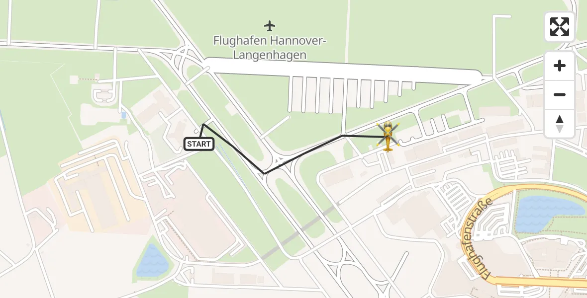 Flugroute Rettungshubschrauber Flughafen Hannover - Flughafen Hannover, 08 August 2026, 21:25