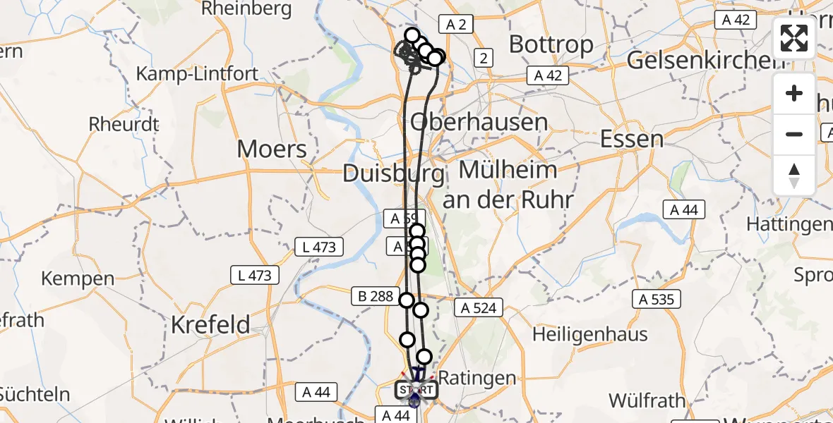 Flugroute Polizeihubschrauber Düsseldorf Flughafen - Düsseldorf Flughafen, 09 August 2026, 04:54