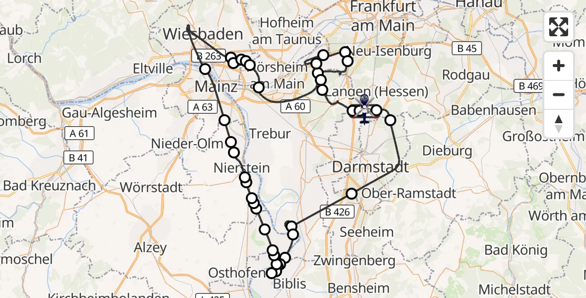 Flugroute Polizeihubschrauber Flughafen Frankfurt-Egelsbach - Flughafen Frankfurt-Egelsbach, 09 August 2026, 06:51