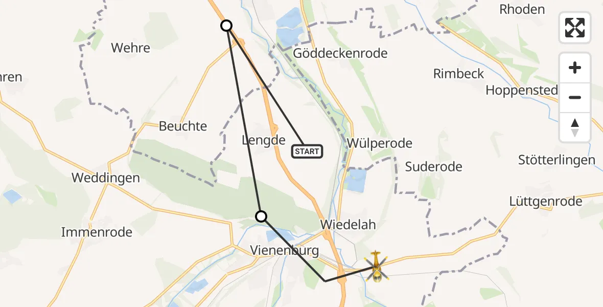 Flugroute Rettungshubschrauber Goslar - Goslar, 09 August 2026, 07:08