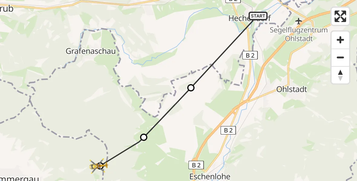 Flugroute Rettungshubschrauber Murnau a.Staffelsee - Oberammergau, 09 August 2026, 09:59