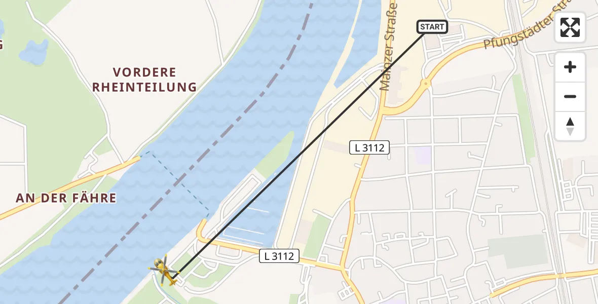 Flugroute Rettungshubschrauber Gernsheim - Gernsheim, 09 August 2026, 11:02
