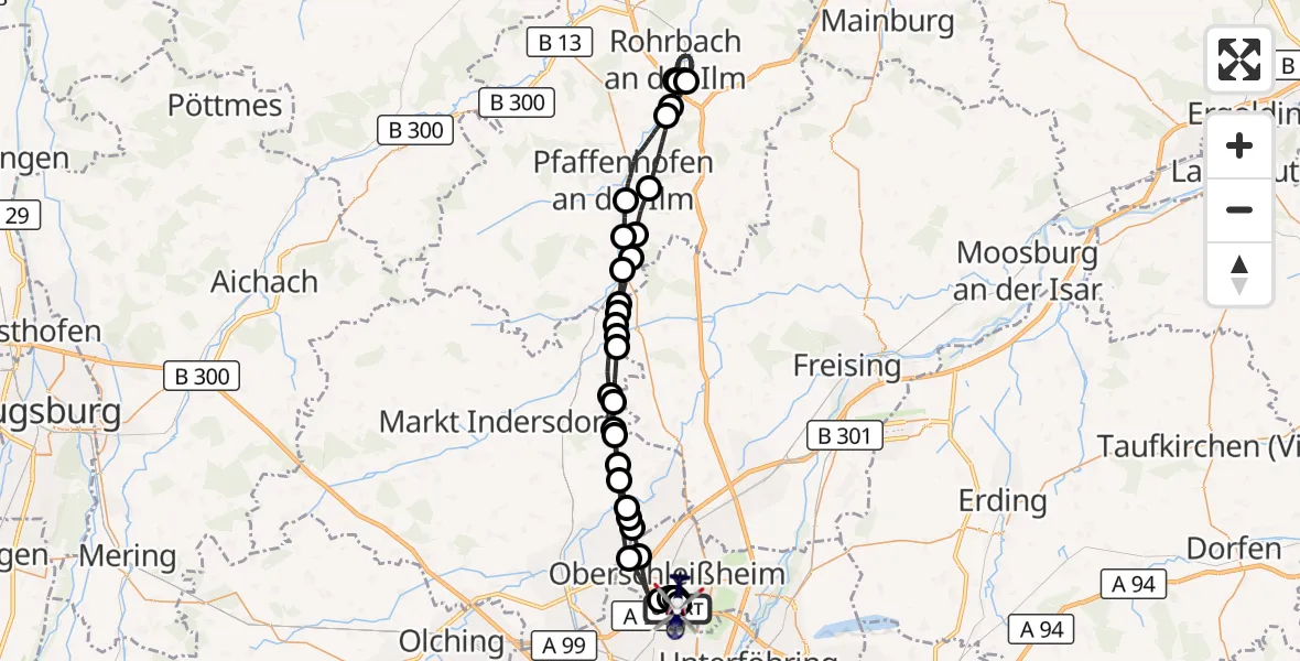 Flugroute Polizeihubschrauber Oberschleißheim - Oberschleißheim, 09 August 2026, 11:05