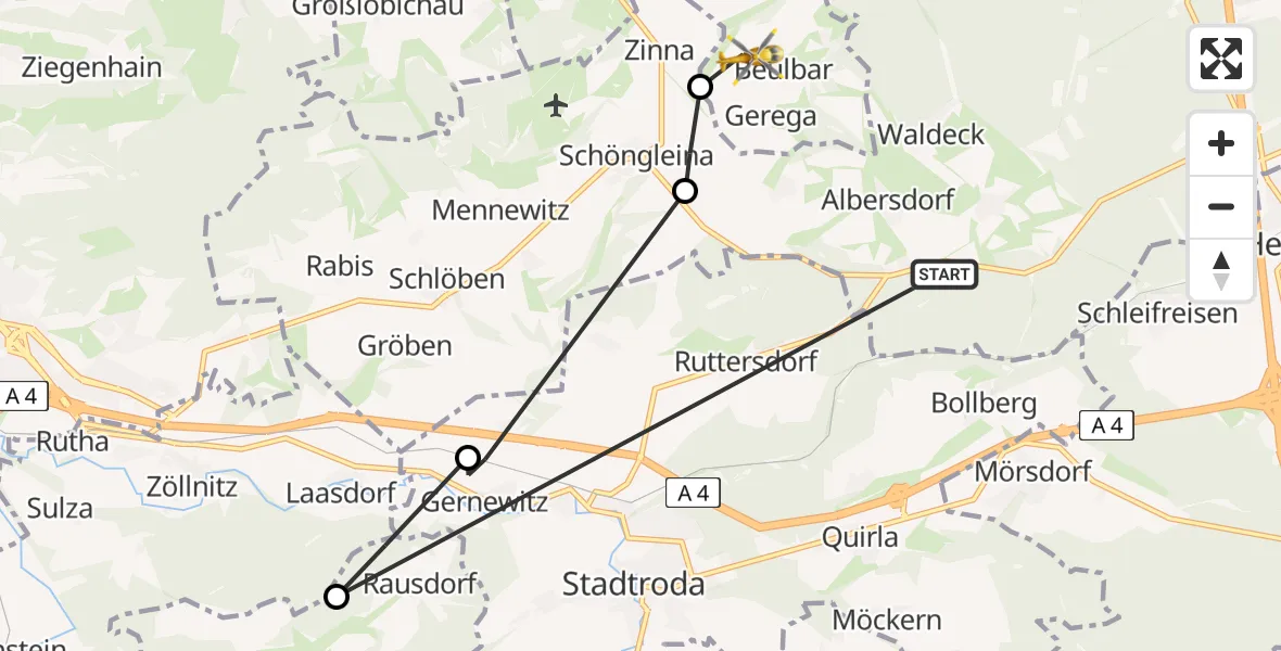 Flugroute Rettungshubschrauber Bobeck - Bürgel, 09 August 2026, 13:16