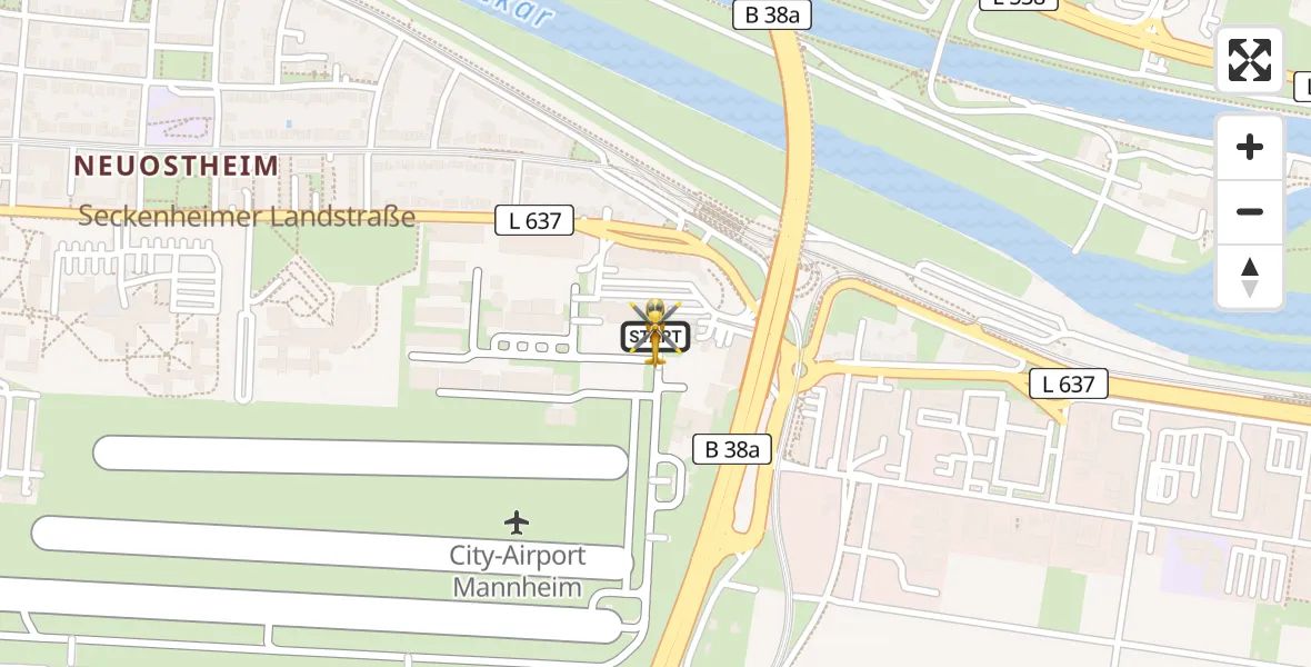 Flugroute Rettungshubschrauber Mannheim-City Flughafen - Mannheim-City Flughafen, 09 August 2026, 13:59