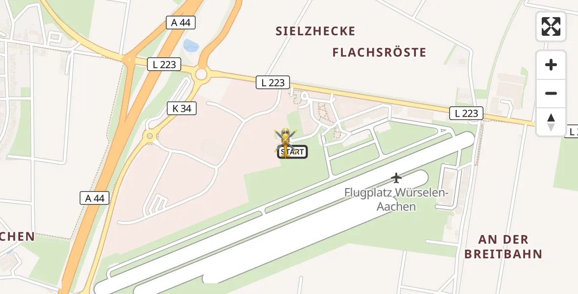 Flugroute Rettungshubschrauber Aachen-Merzbrück Flughafen - Aachen-Merzbrück Flughafen, 09 August 2026, 14:18