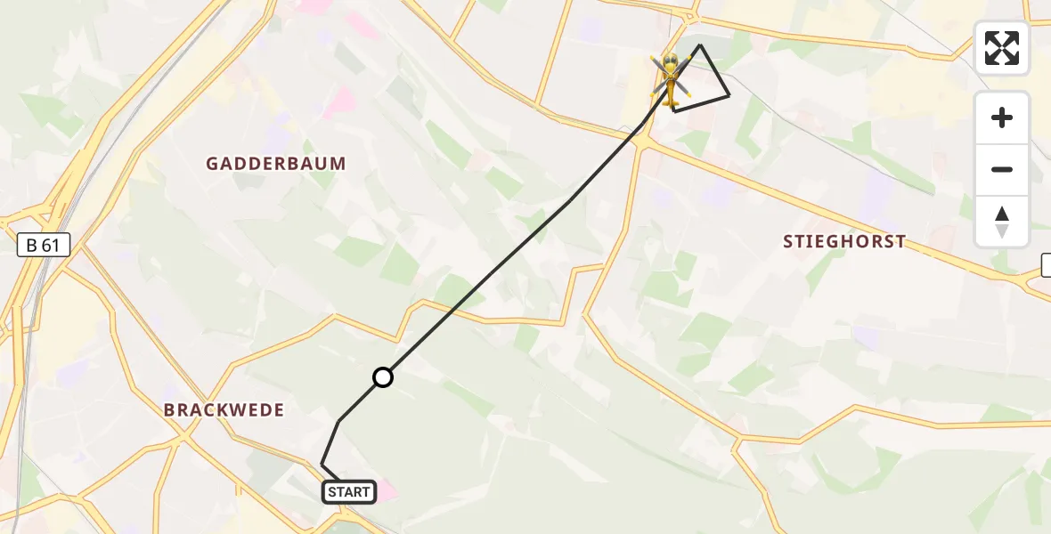 Flugroute Rettungshubschrauber Luftrettungszentrum Bielefeld - Bielefeld, 09 August 2026, 14:26
