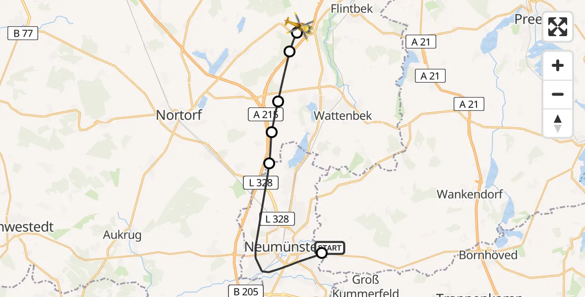 Flugroute Rettungshubschrauber Bönebüttel - Blumenthal, 09 August 2026, 14:31