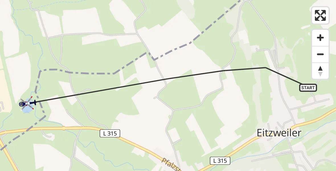 Flugroute Polizeihubschrauber Freisen - Freisen, 09 August 2026, 15:46
