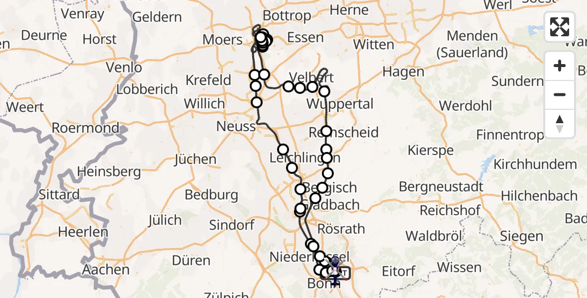 Flugroute Polizeihubschrauber Sankt Augustin - Sankt Augustin, 09 August 2026, 21:25