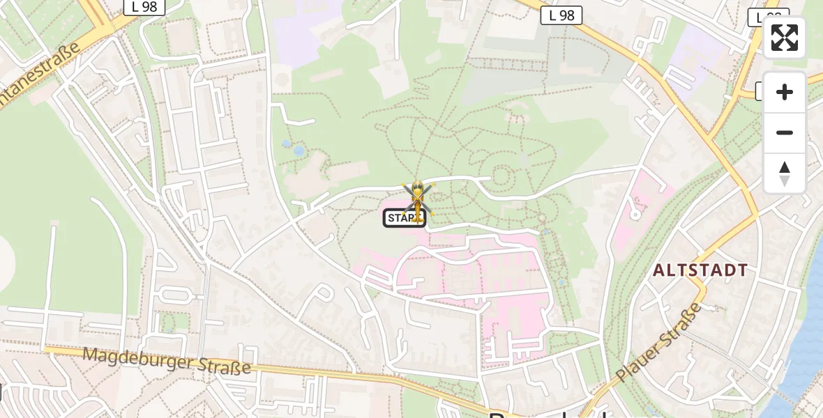 Flugroute Rettungshubschrauber Brandenburg an der Havel - Brandenburg an der Havel, 10 August 2026, 05:09