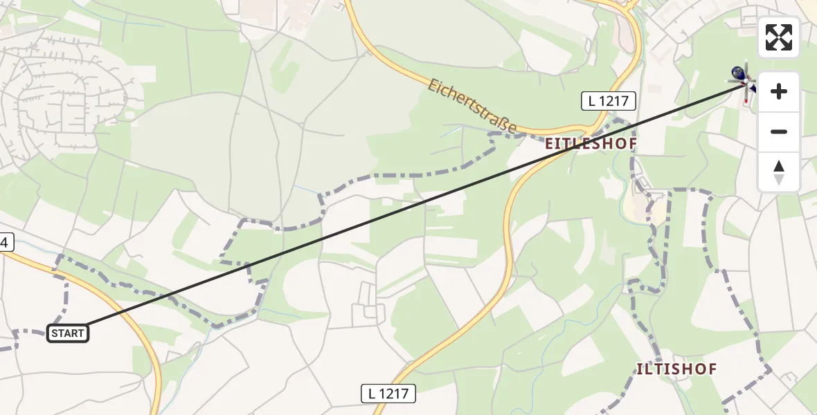Flugroute Polizeihubschrauber Heiningen - Göppingen, 10 August 2026, 05:14