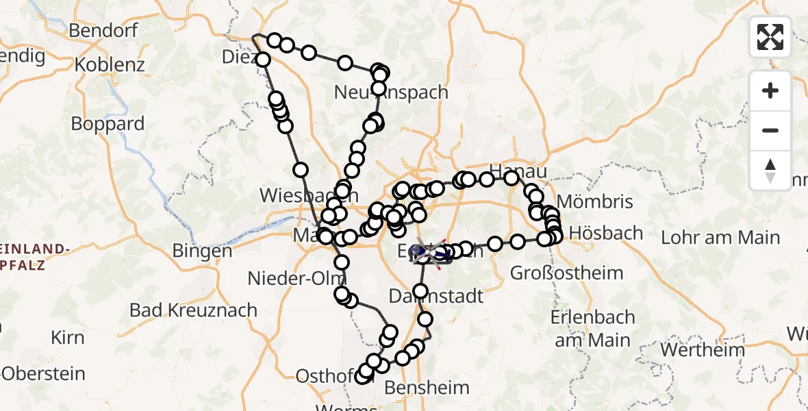 Flugroute Polizeihubschrauber Flughafen Frankfurt-Egelsbach - Flughafen Frankfurt-Egelsbach, 10 August 2026, 07:16