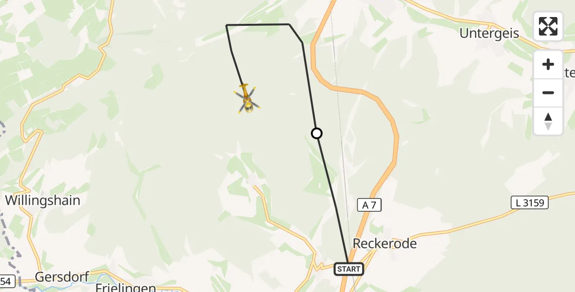 Flugroute Rettungshubschrauber Kirchheim - Neuenstein, 10 August 2026, 07:48