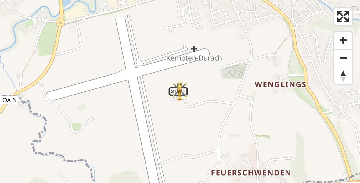 Flugroute Rettungshubschrauber Kempten-Durach Flugplatz - Kempten-Durach Flugplatz, 10 August 2026, 08:20