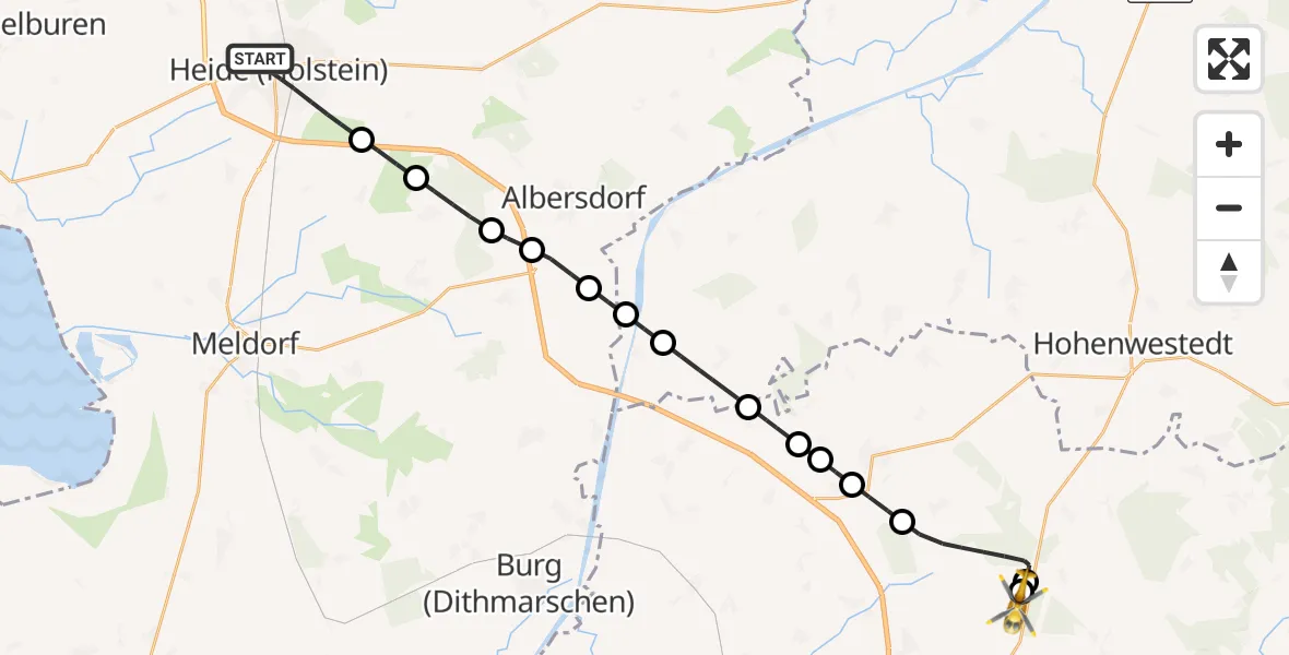 Flugroute Rettungshubschrauber Heide - Itzehoe Hungriger Wolf Flugplatz, 10 August 2026, 09:27