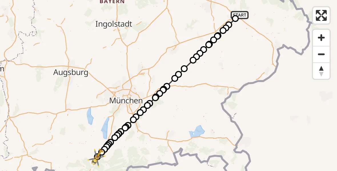 Flugroute Rettungshubschrauber Deggendorf - Murnau a.Staffelsee, 10 August 2026, 09:46