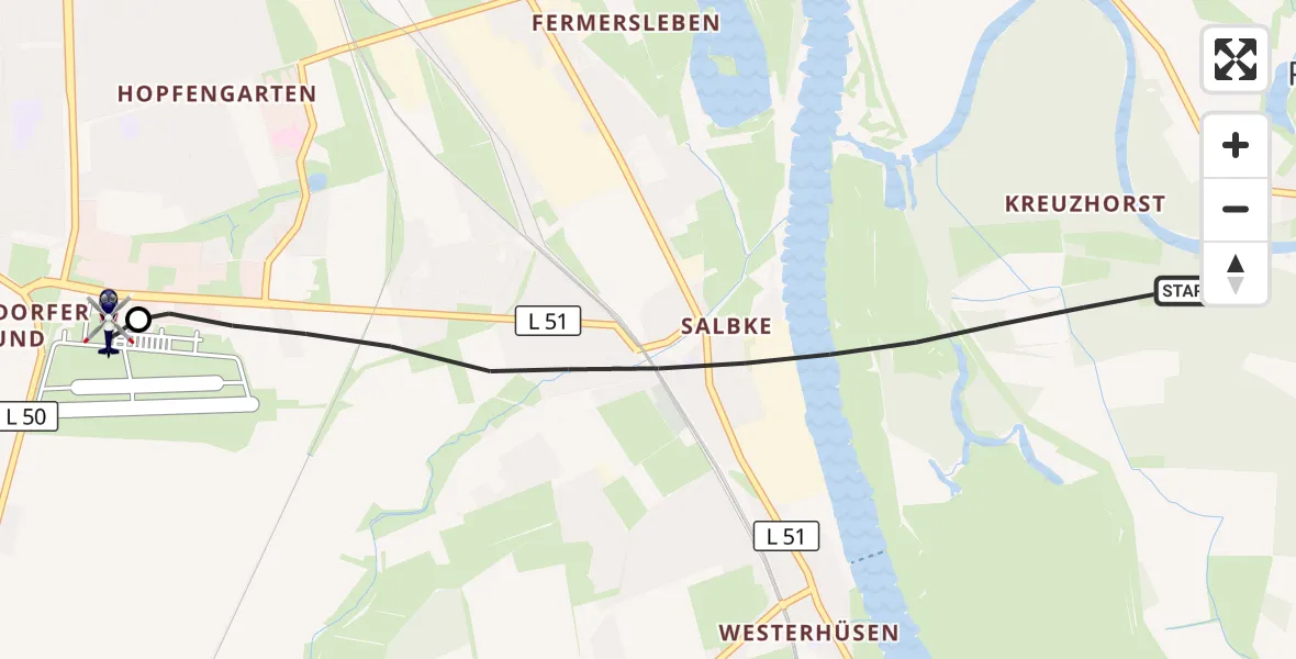 Flugroute Polizeihubschrauber Magdeburg - Magdeburg City Flugplatz, 10 August 2026, 10:12
