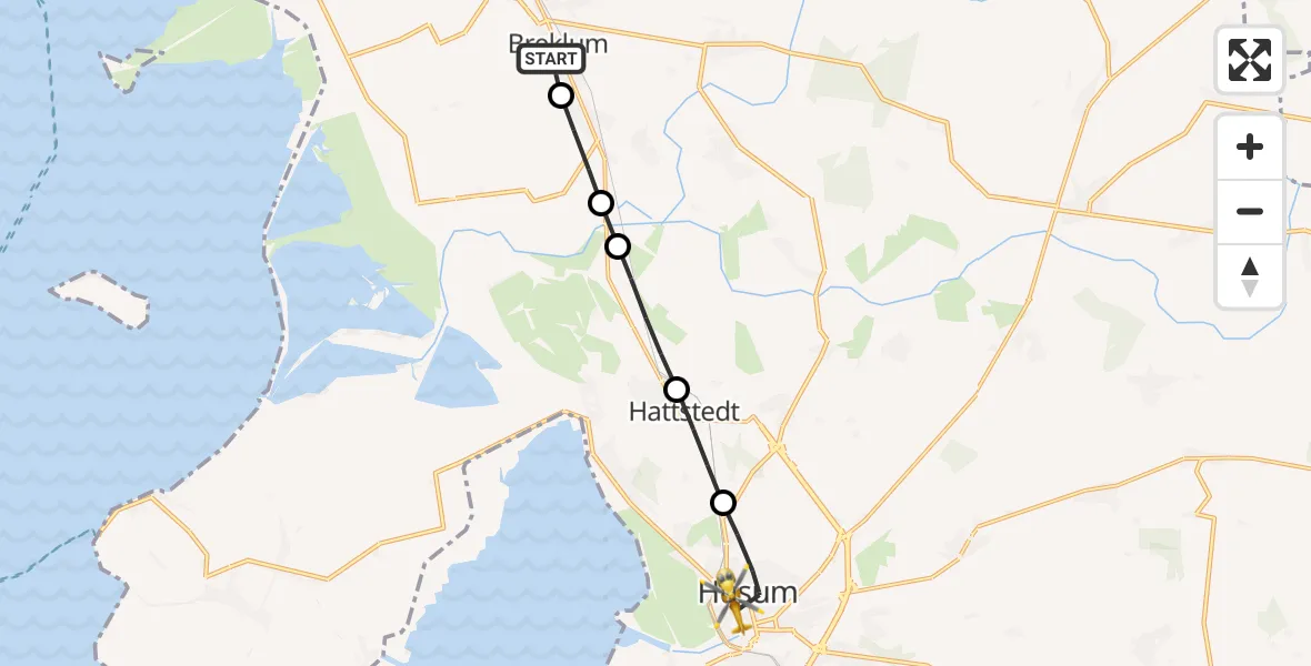 Flugroute Ambulanzhubschrauber Breklum - Husum, 10 August 2026, 10:32