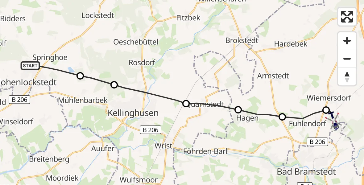 Flugroute Polizeihubschrauber Hohenlockstedt - Bad Bramstedt Hubschrauberlandeplatz, 10 August 2026, 10:33