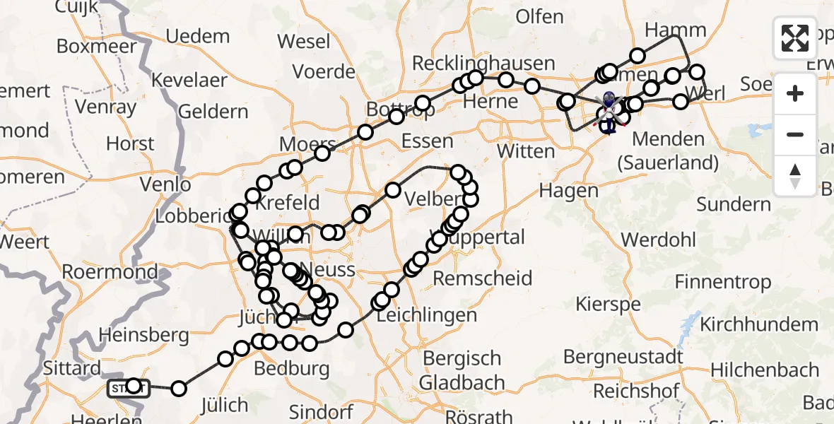 Flugroute Polizeihubschrauber Militärflugplatz Geilenkirchen - Dortmund Flughafen, 10 August 2026, 10:37