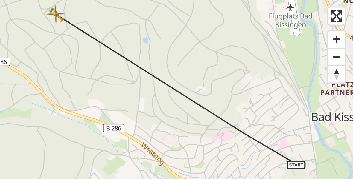 Flugroute Rettungshubschrauber Bad Kissingen - Bad Kissingen, 10 August 2026, 10:47