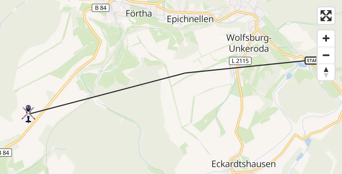 Flugroute Polizeihubschrauber Gerstungen - Gerstungen, 10 August 2026, 11:40