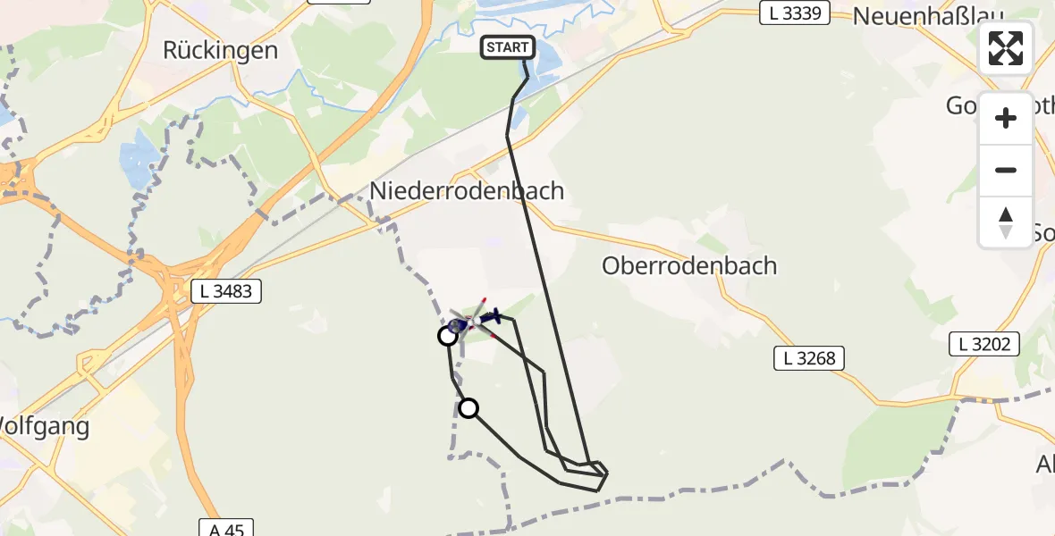 Flugroute Polizeihubschrauber Rodenbach - Rodenbach, 10 August 2026, 12:16