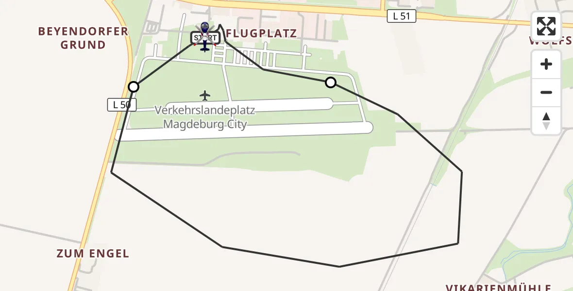 Flugroute Polizeihubschrauber Magdeburg City Flugplatz - Magdeburg City Flugplatz, 10 August 2026, 12:25