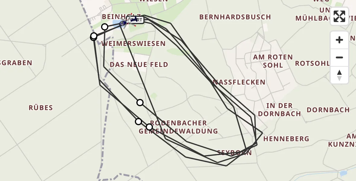 Flugroute Polizeihubschrauber Rodenbach - Rodenbach, 10 August 2026, 12:37